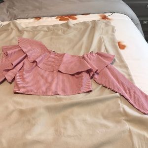 Red women’s high top shirt (NWOT)